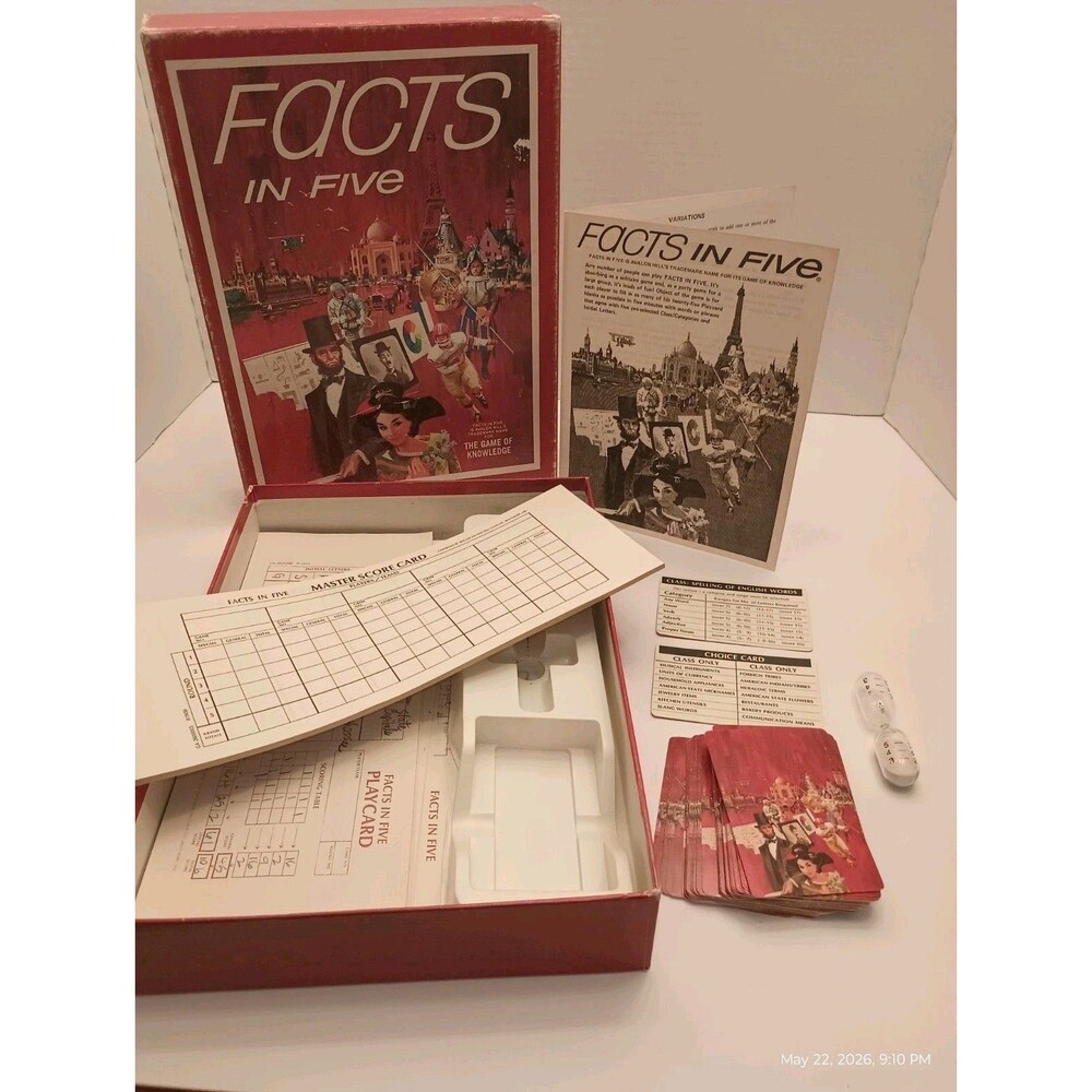 FACTS IN FIVE Vintage 1976 Board Game. The Game of Knowledge. Great Game!